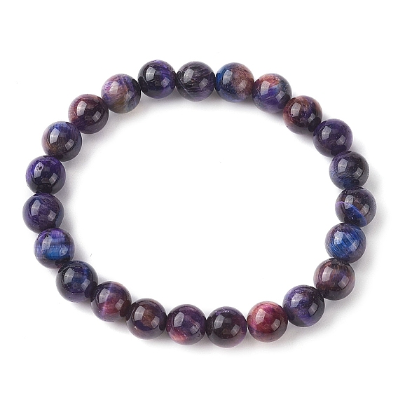 Bracelet extensible en perles d’oeil de tigre de galaxie naturelle