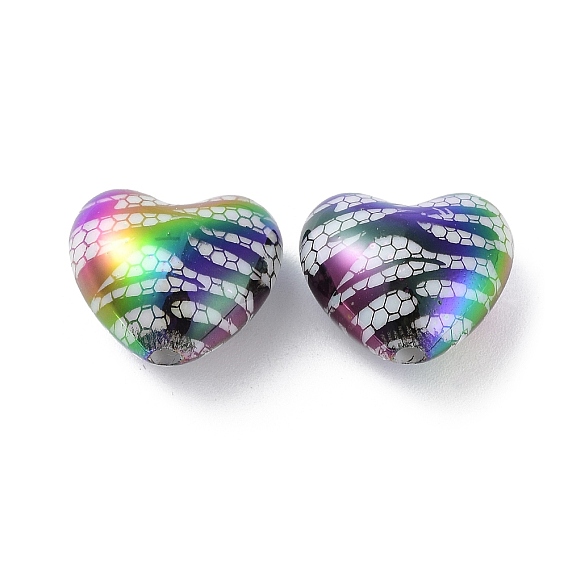 UV Plating Opeque Acrylic Beads, Iridescent, Heart