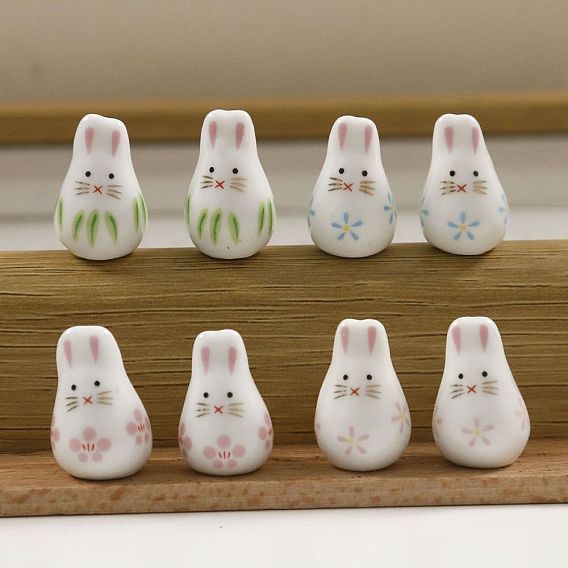 Фарфоровые бусины ручной работы с мультяшной росписью, для украшения браслета/ожерелья и сережек своими руками, кролик