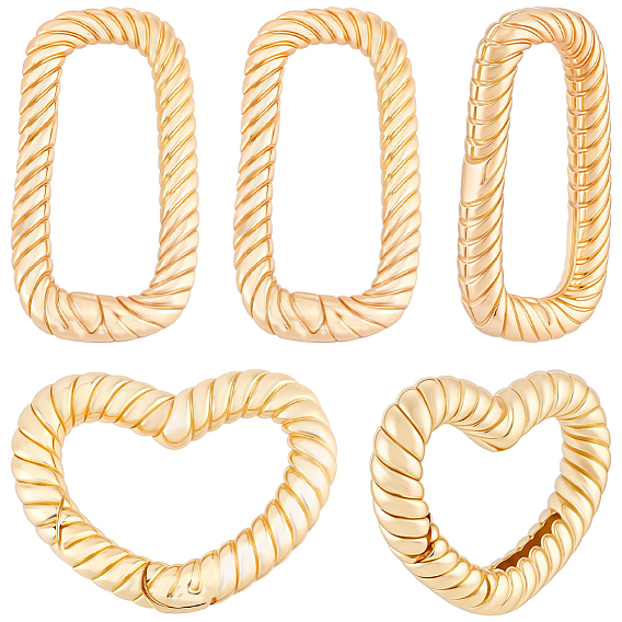 10шт 2 стили латунные пружинные затворные кольца, без кадмия, без никеля и без свинца, овальные и сердце