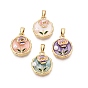 Латунь эмаль подвески, плоские круглые и цветочные подвески, с ABS имитации жемчуга, реальный 18 k позолоченный