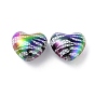 UV Plating Opeque Acrylic Beads, Iridescent, Heart