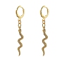 Brass Micro Pave Cubic Zirconia Huggie Hoop Earrings, Snake