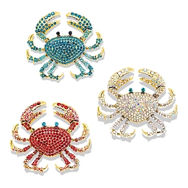 Ocean Style Alloy Rhinestone Brooch Pins for Backpack Clothes, Crab