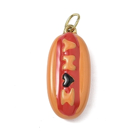 304 Подвески из нержавеющей стали в форме хот-дога, покрытые эмалью, золотые