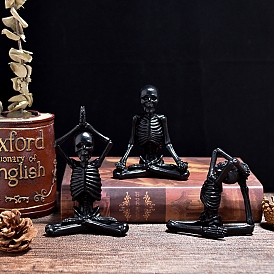 Figurines de squelette et de crâne de yoga en résine, pour la décoration de bureau à domicile