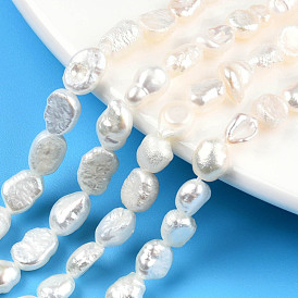 Brins de perles de culture d'eau douce naturelles, deux faces polies