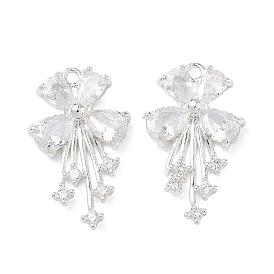 Messingpflaster klare Zirkonia Anhänger, Bowknot Charms