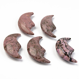 Natural Rhodonite Beads, No Hole/Undrilled, Moon