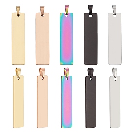 10 шт. 5 цвета вакуумное покрытие pvd 304 подвески из нержавеющей стали, лазерная резка, пустая бирка с зеркальной полировкой, прямоугольные