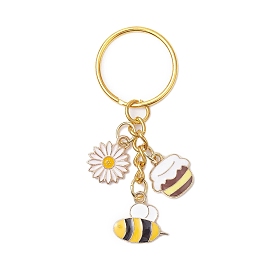 Alloy Enamel Keychain, with Iron Split Key Rings, Daisy & Bee