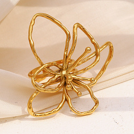 304 открытые кольца-манжеты из нержавеющей стали для женщин, цветок