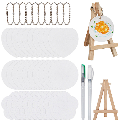 30шт. инструменты для самостоятельного изготовления акварельных акварельных картин из древесной целлюлозы, с 30шт. железными шариковыми цепочками для ценников, 3шт. складной настольный мольберт из сосны, 1 набор пластиковых перьевых ручек, с нейлоновой щеткой