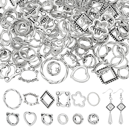 120шт 12 стили сплав бусины рамка, античное серебро
