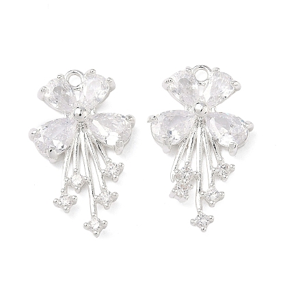 Messingpflaster klare Zirkonia Anhänger, Bowknot Charms