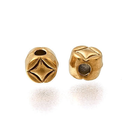 304 из нержавеющей стали бусы, ионное покрытие (ip), плоские круглые с звезды шаблон