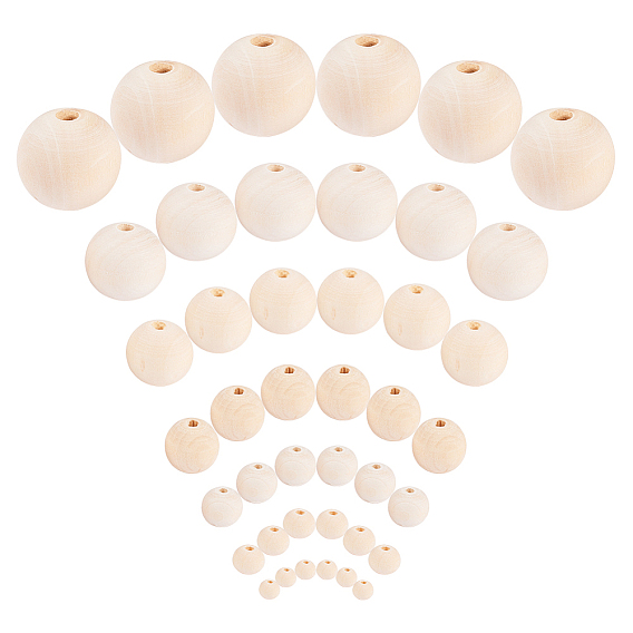 Незаконченные деревянные бусы, натуральные деревянные свободные шарики, круглые