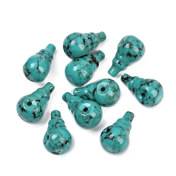 Окрашенная синтетическая бирюза 3 бусины гуру с отверстием, тыква форма