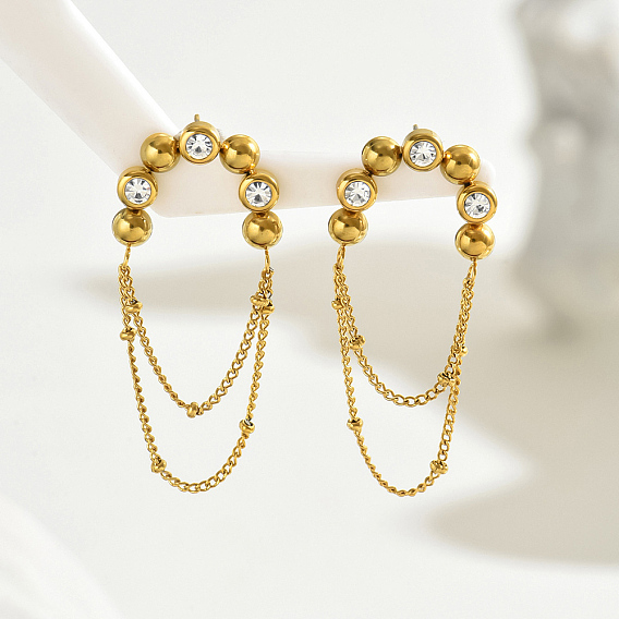 201 Серьги-гвоздики с кисточками из нержавеющей стали для элегантного повседневного образа