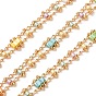 Brass & Glass Seed Beaded Chain, Rectangle, Soldered, with Spool