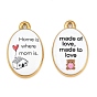 Pendentifs en acier inoxydable imprimés, charmes ovales, or