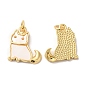 Rack Plating Brass Pendants, Cat Shape Charms, with Natural Shell, Long-Lasting Plated, Cadmium Free & Lead Free