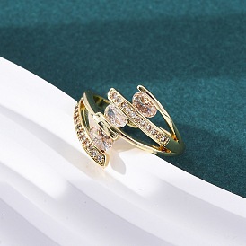 Кольца-манжеты из латуни с прозрачным кубическим цирконием 3-line для женщин, стойки покрытие, без кадмия и без свинца, долговечный