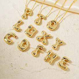 26Pcs 26 Styles Simple and Stylish Brass Letter Pendant Satellite Chain Necklaces Set for Women Men, Golden