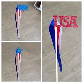 Polyester Independence Day Ribbon Wands Flag, Wish Sticks Flag Home Independence Supplies