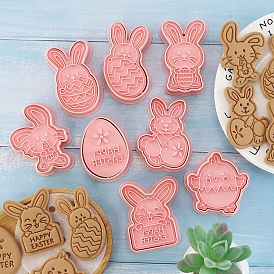 8Pcs 8 Styles Easter Theme Plastic Cookie Cutters, Cookies Moulds, DIY Biscuit Baking Tools, Rabbit & Chick & Egg
