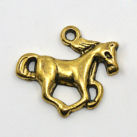 Tibetan Style Alloy Pendants, Lead Free and Cadmium Free, Horse, 15x20x2.5mm, Hole: 2mm