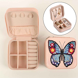 Kits de boîte de rangement à motif papillon pour peinture diamant à faire soi-même, y compris les strass en résine, stylo collant diamant, plaque de plateau et pâte à modeler