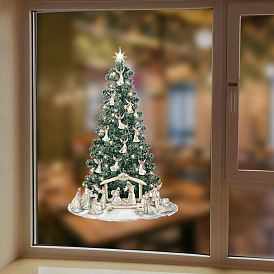 Décoration de fenêtre de Noël en PVC, autocollants de fenêtre décoratifs, modèle de Jésus, religion