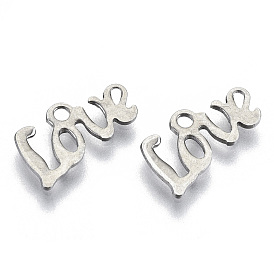 Valentine's day 201 breloques en acier inoxydable, Coupe au laser, mot d'amour
