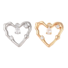 Brass Pendants with Clear Glass, Heart