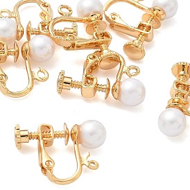 Apprêts de boucles d'oreilles à vis en laiton shegrace, avec imitation coquille et boucles, sans cadmium et sans nickel et sans plomb, plaqué longue durée