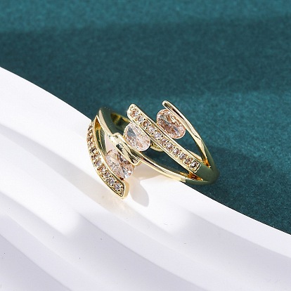 Кольца-манжеты из латуни с прозрачным кубическим цирконием 3-line для женщин, стойки покрытие, без кадмия и без свинца, долговечный