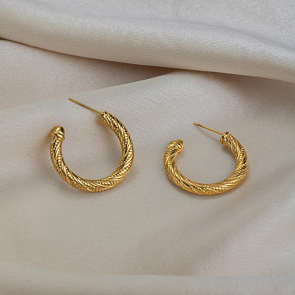 304 Серьги-гвоздики из нержавеющей стали в форме буквы С для женщин