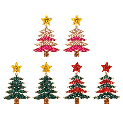 Серьги-гвоздики из сплава в виде рождественских елок со звездами для женщин, с 316 хирургическими штифтами из нержавеющей стали, пластиком и акрилом