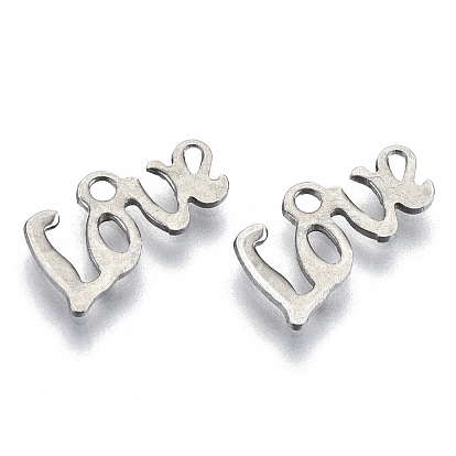 Valentine's day 201 breloques en acier inoxydable, Coupe au laser, mot d'amour