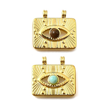 Природных драгоценных камней подвески, полый прямоугольник с подвесками в виде глаз, с 304 установками из нержавеющей стали, ионное покрытие (ip), реальный 14 k позолоченный