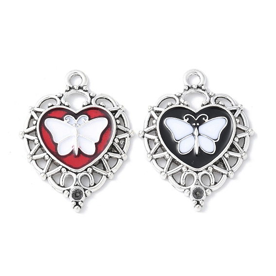 Сплавочные коннекторы для размещения стразов, с эмалью, стойки покрытие, без кадмия, без никеля и без свинца, сердце с бабочкой