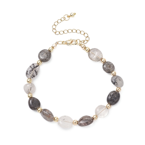 Браслеты из натуральных драгоценных камней и латунных бусин для женщин, самородки, золотые