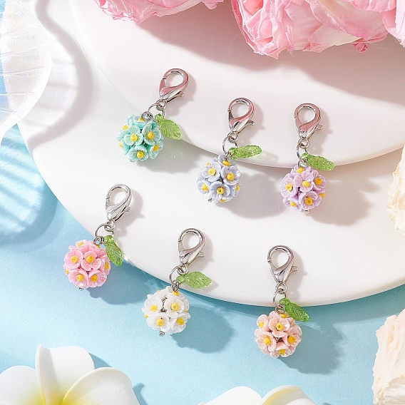 Подвесные украшения из искусственной жемчужины в виде цветка, Сплав с застежками когтя омара