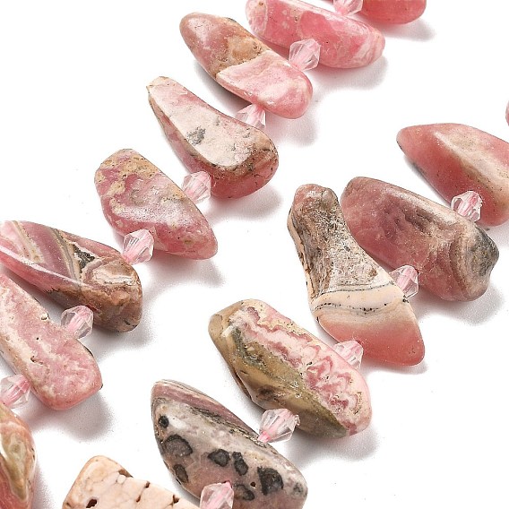 Природные родонит бисер нитей, самородки, Топ пробуренной, с бисером