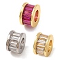 Brass Pave Cubic Zirconia European Beads, Large Hole Beads, Column