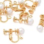SHEGRACE Brass Screw Clip-on Earring Findings, with Imitation Shell and Loops, Cadmium Free & Nickel Free & Lead Free, Long-Lasting Plated