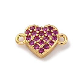 Подвески-сердечки с микропаве из латуни и пурпурным кубическим цирконием, стойки покрытие, долговечный, без свинца и без кадмия