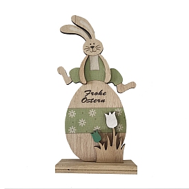 Wood Home Decorations, for Easter Display Decorations, Rabbit with Easter Egg