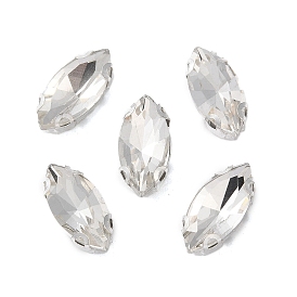 Шить на горный хрусталь, многожильных ссылки, стекло горный хрусталь, с латунными зубцами в платиновых тонах, аксессуары для одежды, граненые, лошадиный глаз 